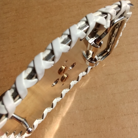 Vintage Playboy Bunny Belt Buckle White Leather Gold with Crystals - Picture 7 of 16